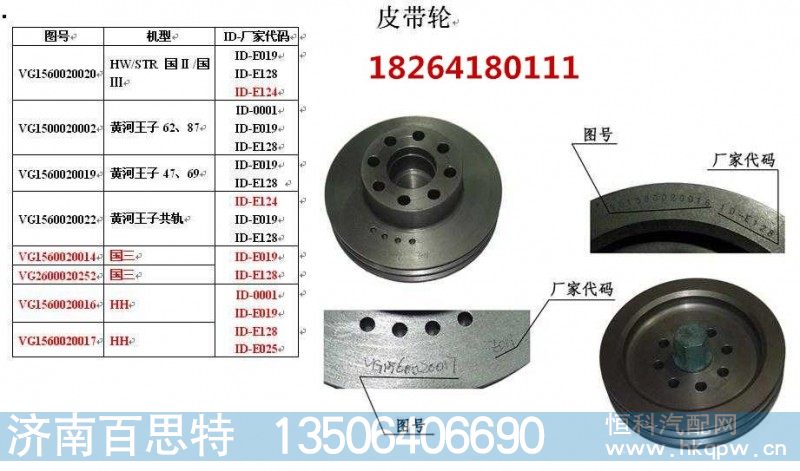 VG1560020020,皮带轮,济南百思特驾驶室车身焊接厂