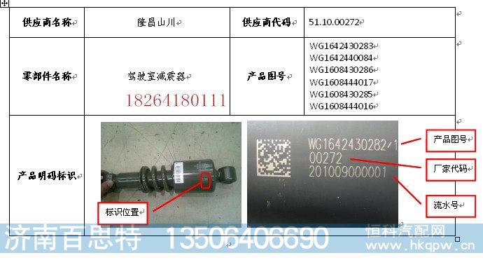 WG1642430283,减震器,济南百思特驾驶室车身焊接厂