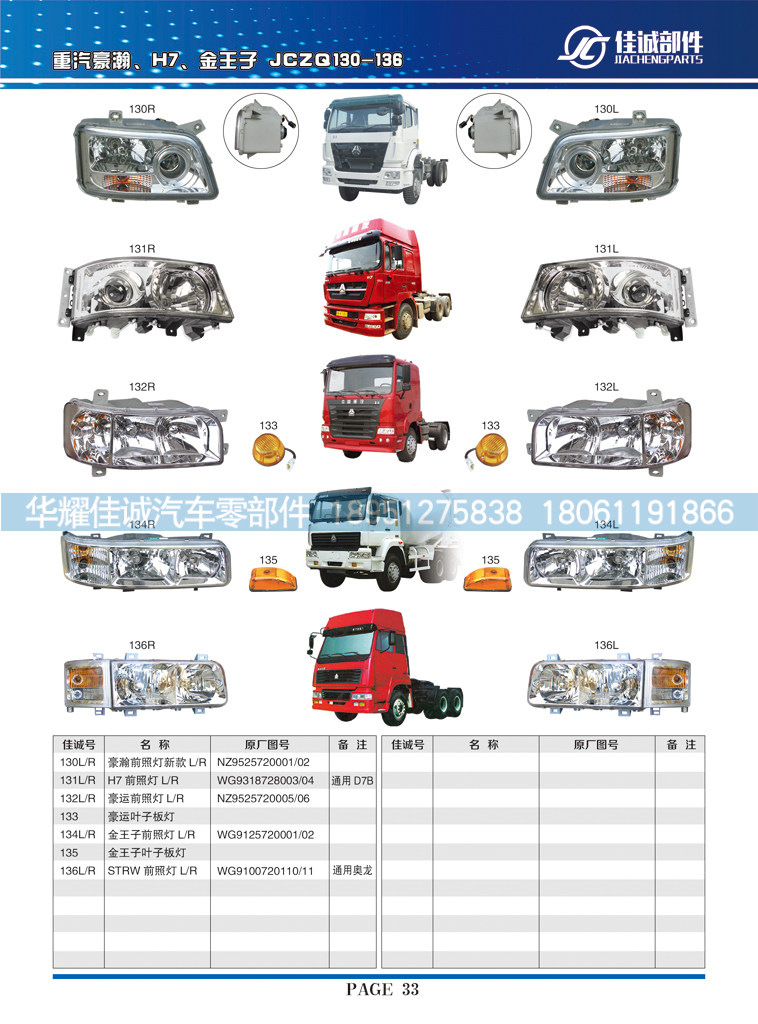 WG9318728003，WG9318728004,H7前照灯,丹阳市华耀佳诚汽车零部件有限公司