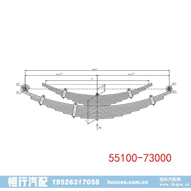 55100-73000 Hyundai 后钢板弹簧总成/