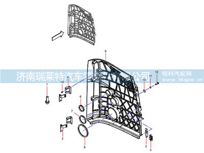 JSS005881807,导流罩铰链装配总成,济南瑞莱特汽车零部件有限公司