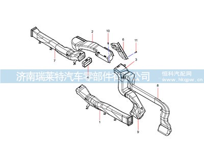 JSS005655560,中部左吹脸风管,济南瑞莱特汽车零部件有限公司