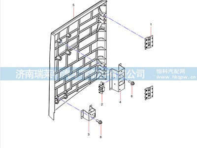 JSS005881324,右侧平台侧挡板铰链总成,济南瑞莱特汽车零部件有限公司