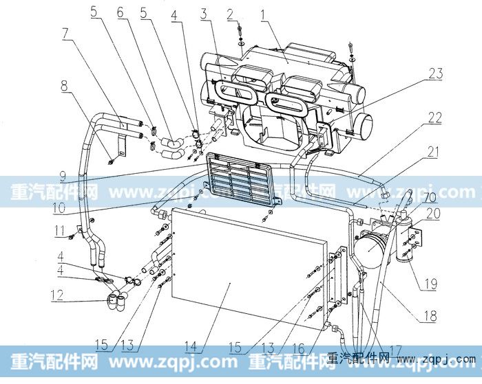 WG1642820016,压-冷软管总成,济南驰纳重型汽车进出口贸易有限公司