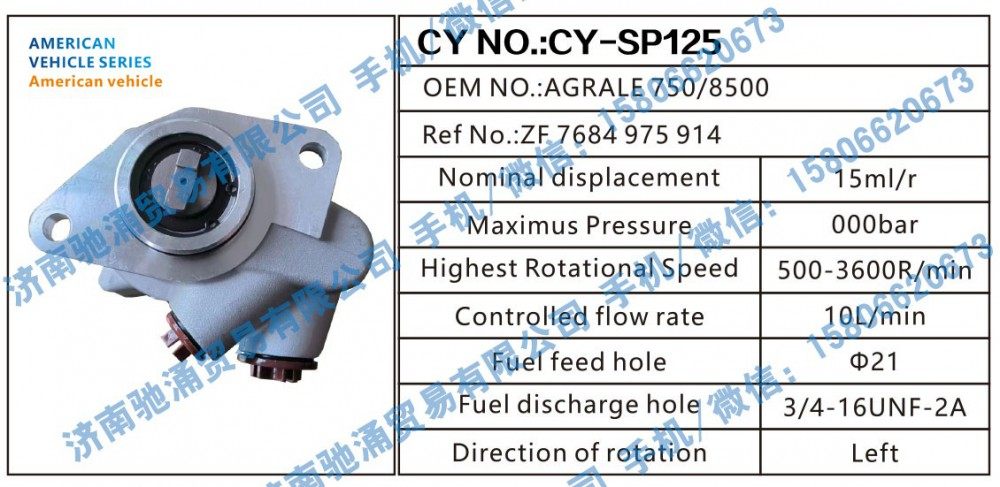 American vehicle转向助力泵AGRALE750/8500转向泵 转向助力叶片泵【驰涌液压-汽车转向系统配件制造商】/AGRALE750/8500