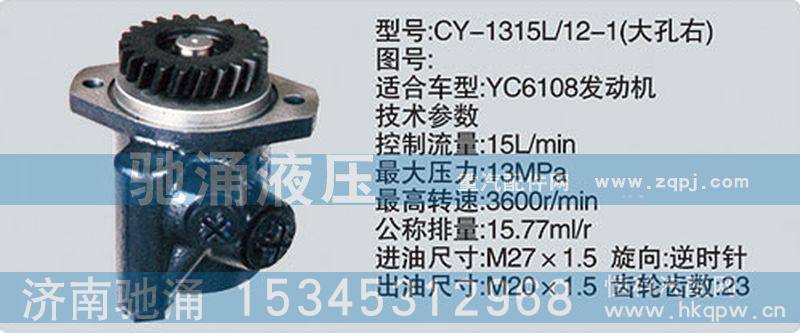 CY-1315L-12-1大孔右,玉柴系列转向泵,济南驰涌贸易有限公司