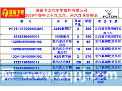 ,欧曼系列前照灯报价表,济南飞龙汽车零部件有限公司