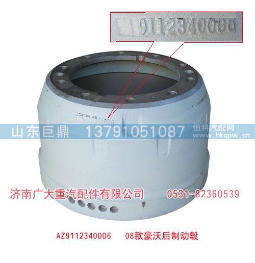 08款豪沃后制动鼓AZ9112340006