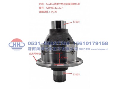 AZ9981320320/1227,中桥轮间差速器总成,济南海鸿汽车配件有限公司