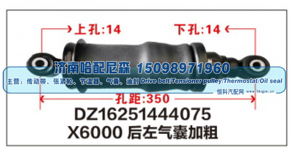 DZ16251444075,X6000后左气囊加粗DZ16251444075,济南哈配尼森汽车配件有限公司