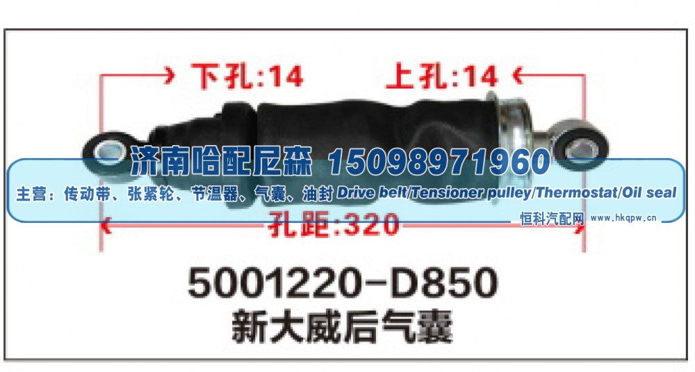 5001220-D850,新大威后气囊,济南哈配尼森汽车配件有限公司