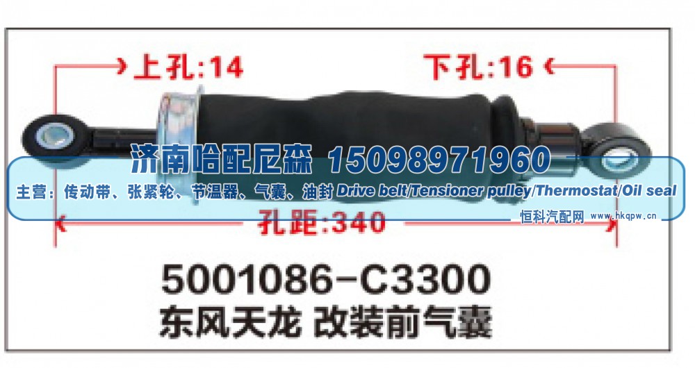 5001086-C3300,东风天龙改装前气囊,济南哈配尼森汽车配件有限公司
