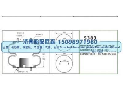 5383,双曲空气弹簧气囊,济南哈配尼森汽车配件有限公司