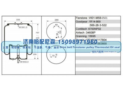 1774804、117804、1903608、1903668,斯堪尼亚挂车空气弹簧,济南哈配尼森汽车配件有限公司