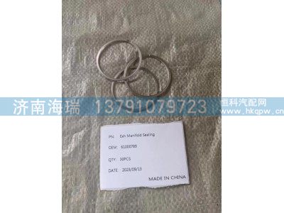 61000789,排气歧管密封,济南海瑞重型汽车经销中心
