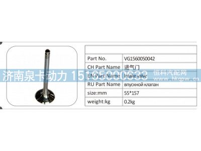 VG1560050042,VG1560050042 进气门,济南泉卡动力汽车配件有限公司