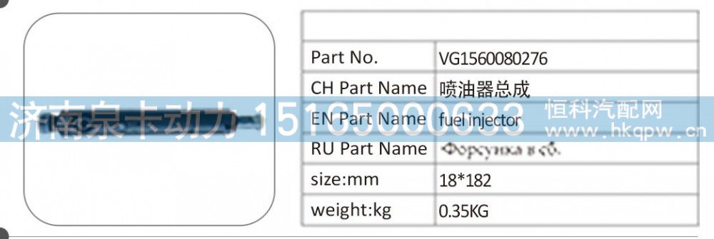 VG1560080276 噴油器總成/VG1560080276