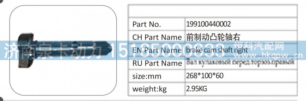 199100440002 前制动凸轮轴右