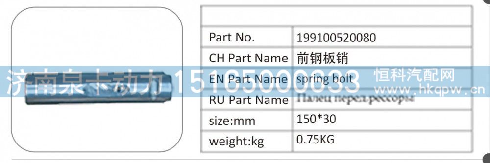199100520080 前鋼板銷/199100520080