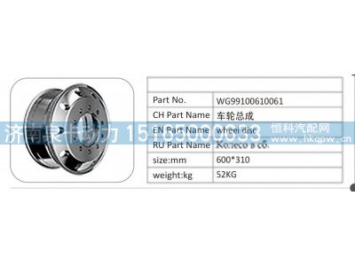WG99100610061,WG99100610061 车轮总成,济南泉卡动力汽车配件有限公司
