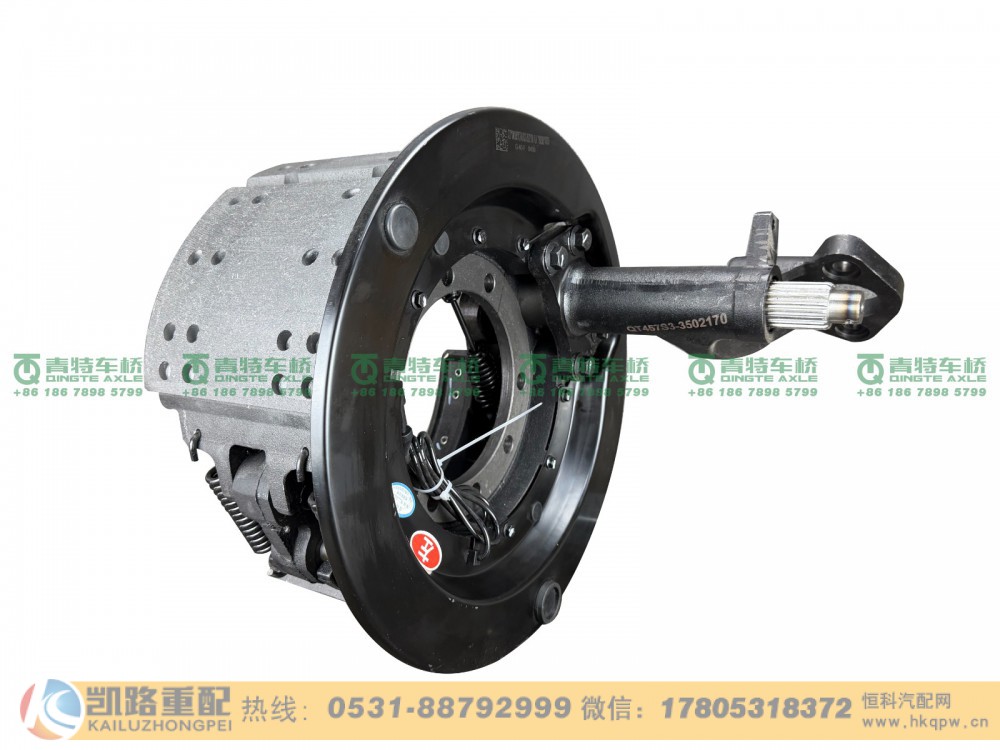 山东凯路·青特车桥QT457S3-3522700_A.A_中左制动器带支架及报警线总成QT398S双桥