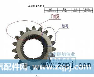 ,太阳轮Z=19(Helical gear),济南鹏旭伟业重汽配件销售公司