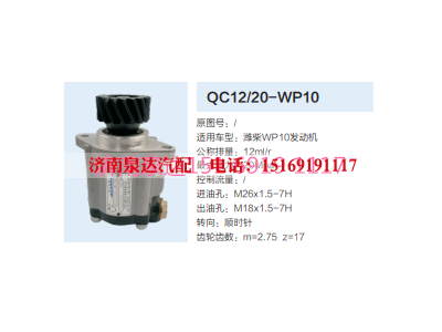 QC12/20-WP10,動力轉(zhuǎn)向齒輪泵,濟南泉達汽配有限公司