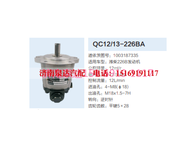QC12/13-226BA,动力转向齿轮泵,济南泉达汽配有限公司