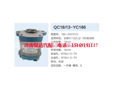 QC18/13-YC186,动力转向齿轮泵,济南泉达汽配有限公司