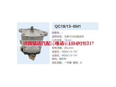 QC18/13-6M1,动力转向齿轮泵,济南泉达汽配有限公司