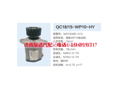 QC18/15-WP10-HY,动力转向齿轮泵,济南泉达汽配有限公司