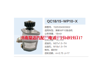 QC18/15-WP10-X,动力转向齿轮泵,济南泉达汽配有限公司