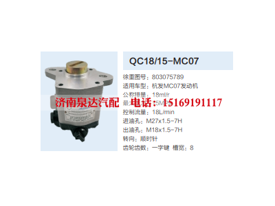 QC18/15-MC07,动力转向齿轮泵,济南泉达汽配有限公司