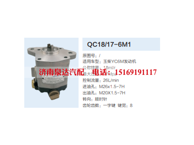 QC18/17-6M1,动力转向齿轮泵,济南泉达汽配有限公司