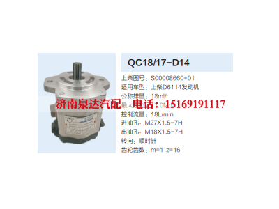 QC18/17-D14,动力转向齿轮泵,济南泉达汽配有限公司