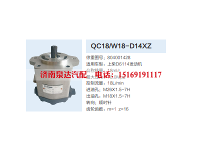 QC18/W18-D14XZ,动力转向齿轮泵,济南泉达汽配有限公司