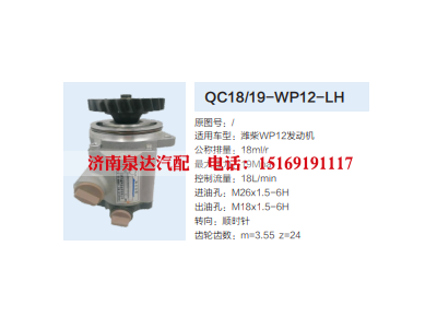 QC18/19-WP12-LH,动力转向齿轮泵,济南泉达汽配有限公司