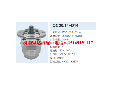 QC20/14-D14,动力转向齿轮泵,济南泉达汽配有限公司