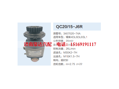 QC20/15-J6R,動(dòng)力轉(zhuǎn)向齒輪泵,濟(jì)南泉達(dá)汽配有限公司
