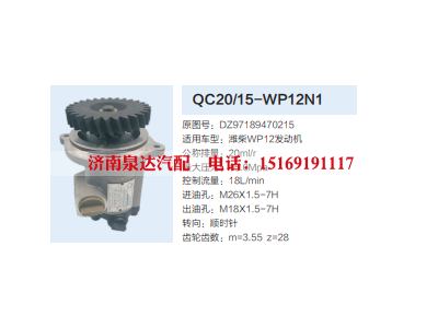QC20/15-WP12N1,齿轮泵,济南泉达汽配有限公司