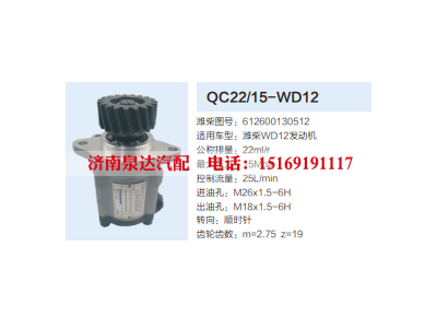 QC22/15-WD12,齿轮泵,济南泉达汽配有限公司
