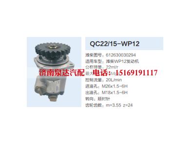 QC22/15-WP12,转向助力泵,济南泉达汽配有限公司