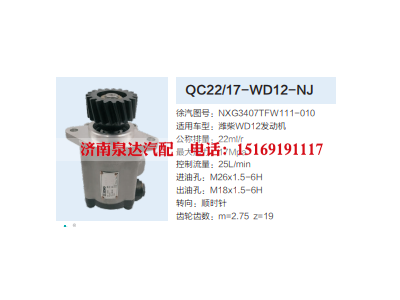 QC22/17-WD12-NJ,转向助力泵,济南泉达汽配有限公司