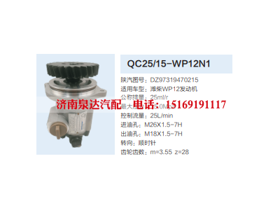 QC25/15-WP12N1,转向助力泵,济南泉达汽配有限公司