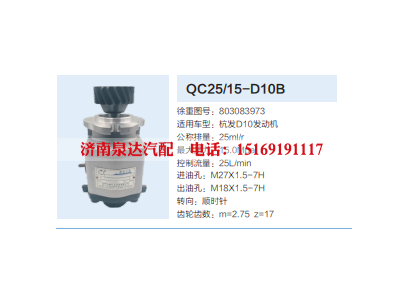 QC25/15-D10B,转向助力泵,济南泉达汽配有限公司