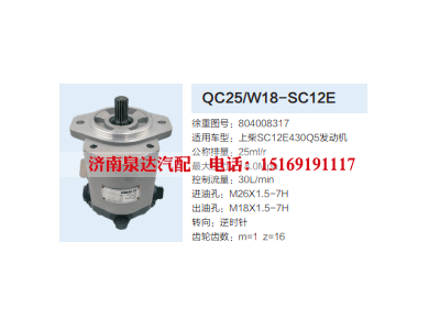 QC25/W18-SC12E,转向助力泵,济南泉达汽配有限公司