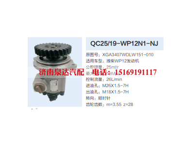 QC25/19-WP12N1-NJ,转向助力泵,济南泉达汽配有限公司