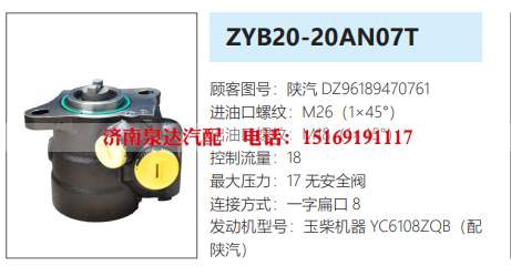 ZYB20-20AN07T陕汽德龙方向助力泵动力转向泵液压泵/DZ96189470761