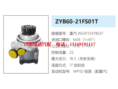 WG9731478037,转向助力泵,济南泉达汽配有限公司