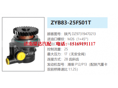 ZYB83-25FS01T陕汽德龙转向助力泵液压油泵转子泵动力泵-DZ97319470213 